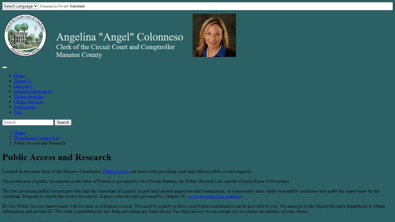 Public Access and Research - Manatee Clerk